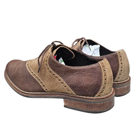Two Tone Oxford Cole Haan Williams Size 9 Brown Leather Tan Suede Men's Dress - Picture 5 of 14
